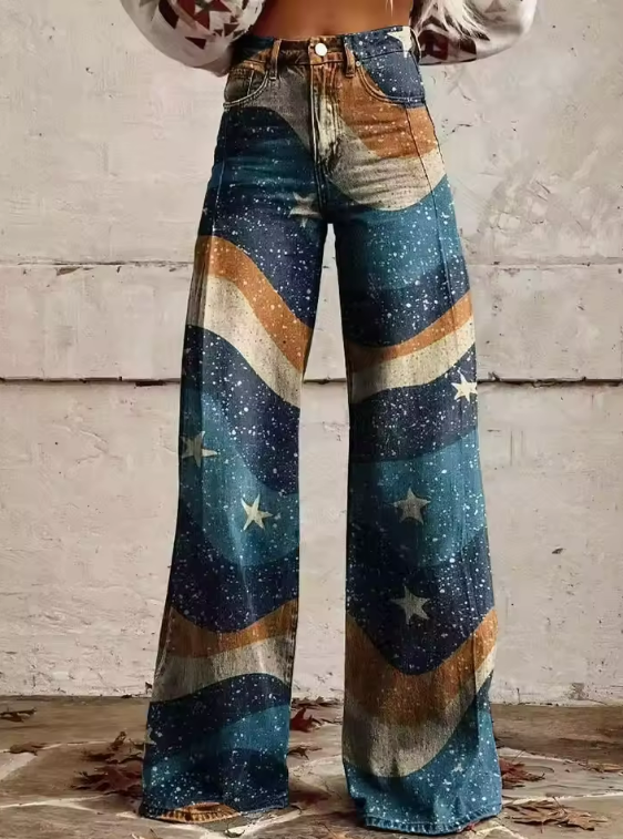 Zara | Ocean of Stars Wide-Leg Trousers