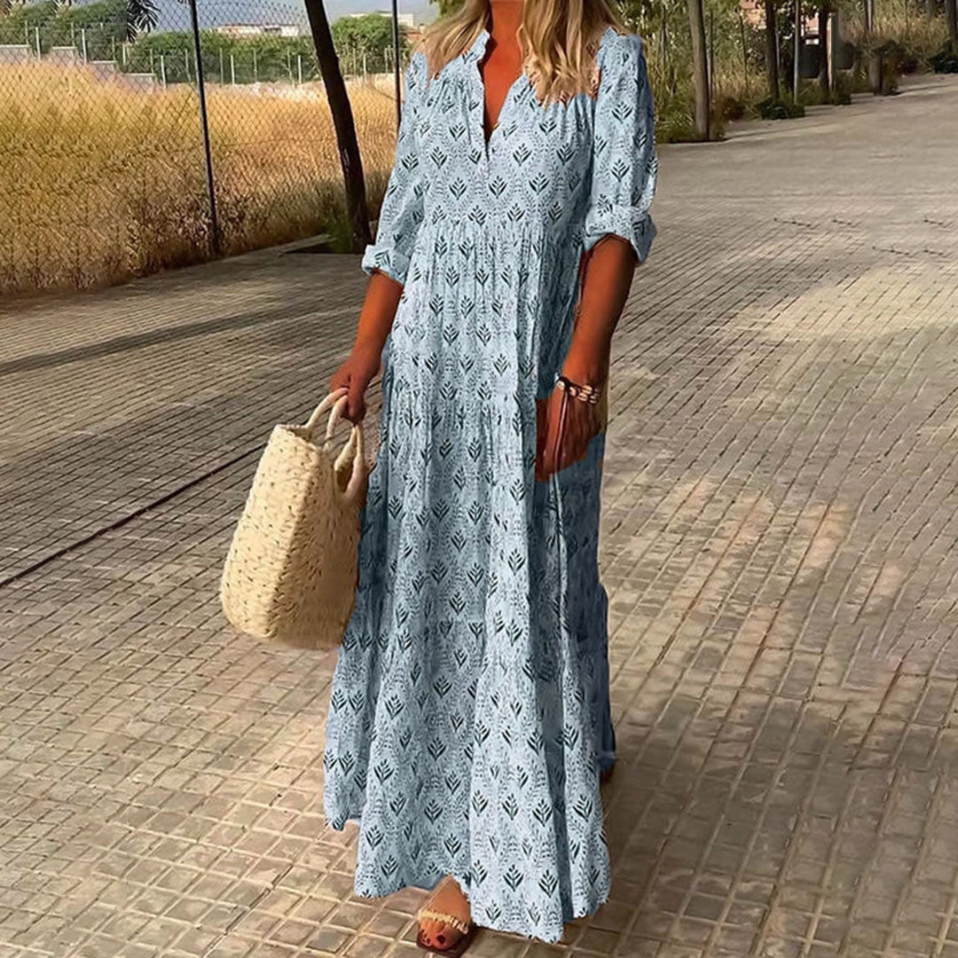 Aroha | Elegant Boho Chic Pattern Maxi Dress