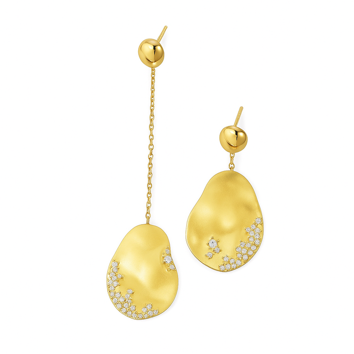 Marine | Crystal-Embellished Gold Drop Earrings