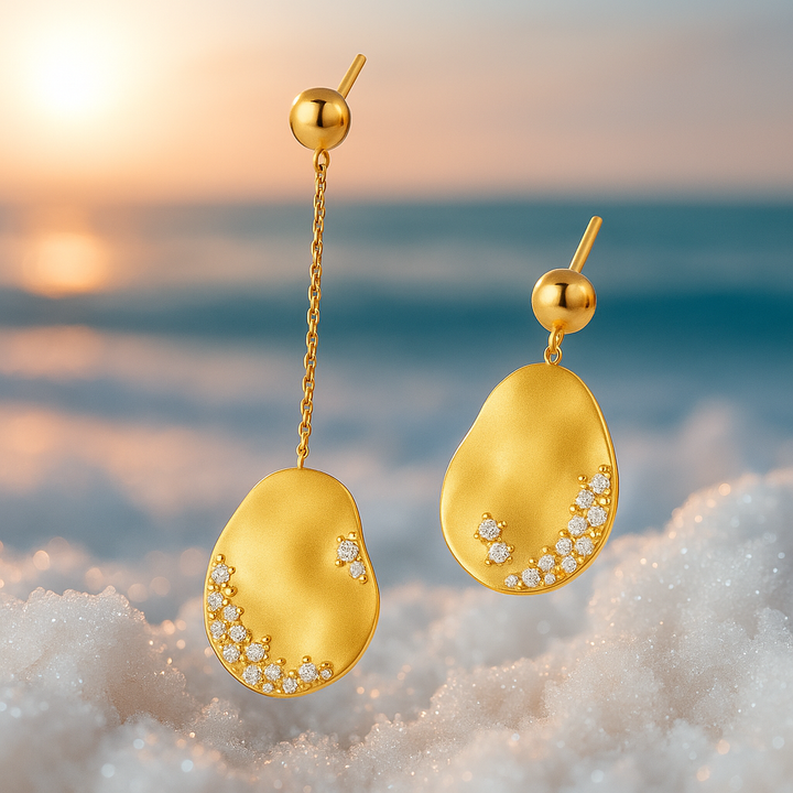 Marine | Crystal-Embellished Gold Drop Earrings