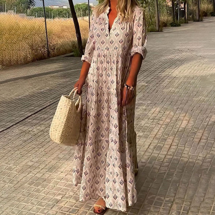 Aroha | Elegant Boho Chic Pattern Maxi Dress